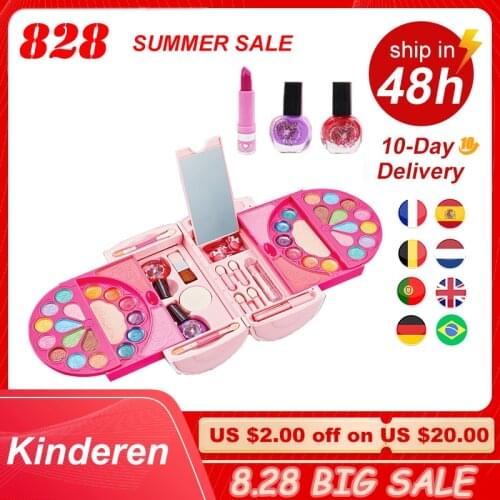 16 Kinds Of Mirror Childrens Little Girl Lipstick Eye Shadow Cosmetic Princess Toy Makeup Box Set