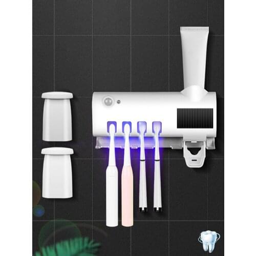 UV Induction Toothbrush Disinfectant No Hole Wall Hanging Disinfectant Toothbrush Holder Automatic Toothpaste Extractor JU0203