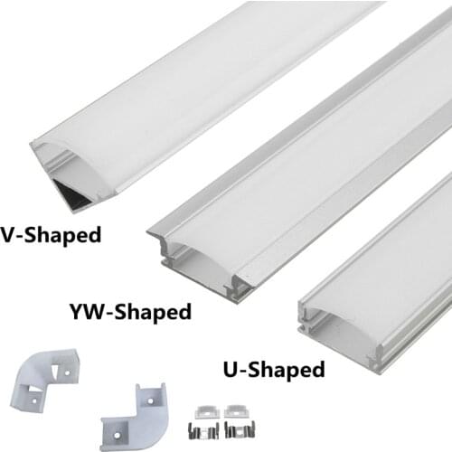 30/45/50cm U V YW Aluminium Channel Holder Corner Connector for LED Strip Light Bar Under Cabinet Lamp Kitchen 1.8cm Wide