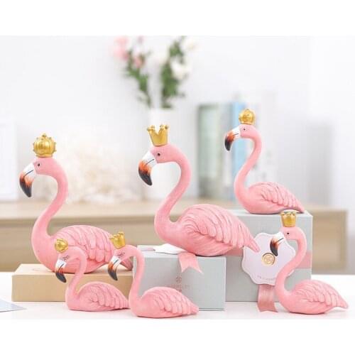 2 Pieces Pink Flamingo Decor Ornaments Home Europe Flamingos Style Home Decoration Accessories ElimElim