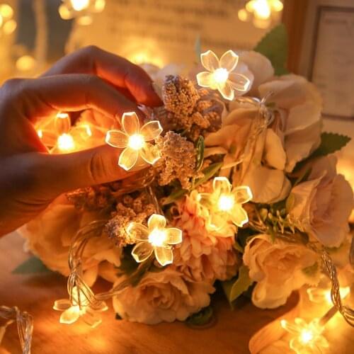 Led Outdoor Garland Lights Cherry Blossom Light String Garden Christmas Lights for Home Led Fairy Lights Navidad 2021