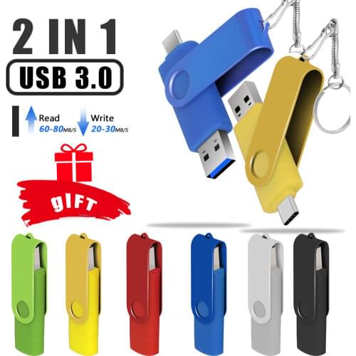 High Speed USB Flash Drive 2 IN 1 USB3.0 & Type C OTG Pen Drive 64GB 128GB 256GB 512GB High Speed USB Stick Pendrives Gifts