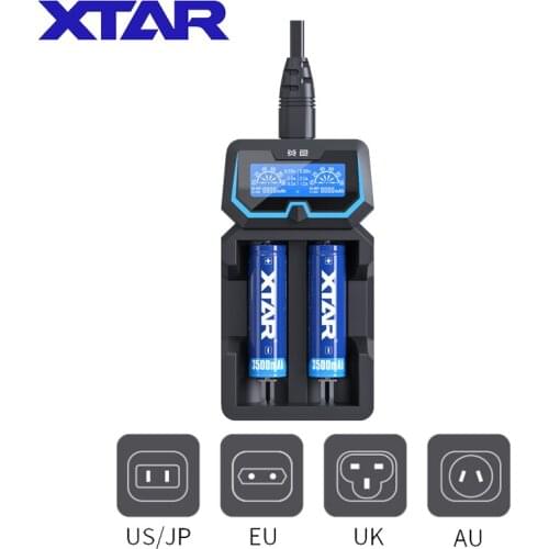 XTAR LCD Display Battery Charger X2 Fast Charging 1.2V Ni-MH Batteries 14500 26650 20700 21700 Li-ion Battery Charger