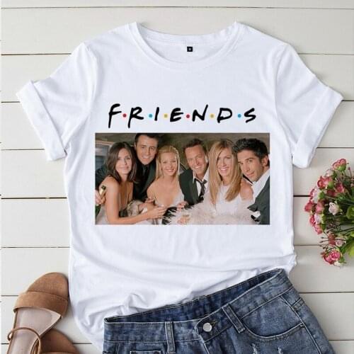 Friends TV Series Graphic Print T-shirt Women Harajuku Aesthetic Streetwear Y2k Tshir Tee Hip Hop Rap White Tops Female T Shirt