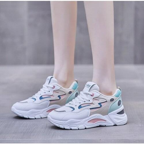 Womens Spring Casual Platform Sneakers, White,Pink,Blue Rubber Sole Shoes.Running Shoes Tennis Shoes for Hiking,High Sneakers