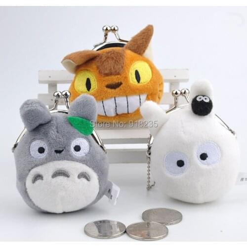 10/Lot My Neighbor TOTORO Cat Bus Coin Bag Keychain Plush Doll 7CM Cute Toys
