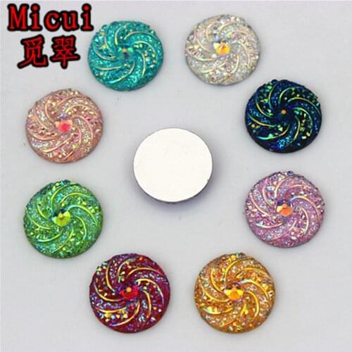 Micui 100PCS 14mm Round Crystals Flatback Resin Rhinestones Strass Crystal Stone DIY Wedding Decoration Crafts Accessories ZZ678