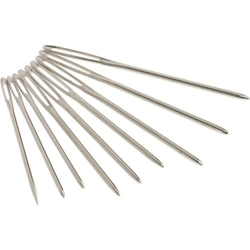 18 Pieces Stainless Steel Large-Eye Needles Sewing Yarn Embroidery Needles
