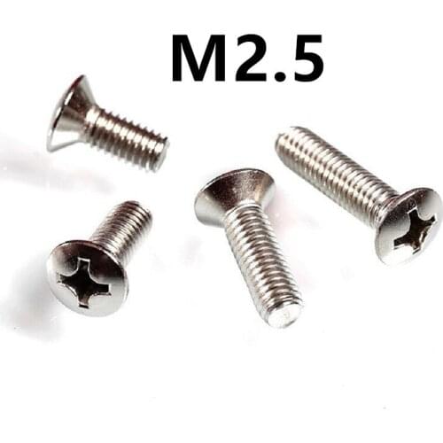 200PCS M2.5x6/8/10/12mm GB820 DIN966 Countersunk raised head screws with cross recess half countersunk half-Phillip flat screw
