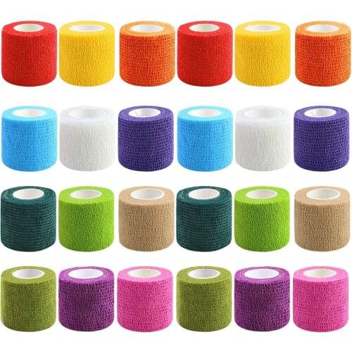 24 Rolls Self Adherent Wrap Bandages 4.5cmX5m Yards First Aid Tape Elastic Self Adhesive Tape for Sports, Wrist, Ankle
