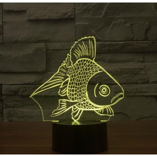 New 3D Fish 7 Color Change Creative Touch Switch Small Night Ligh As Home Decoration Vision Stereo Lamp