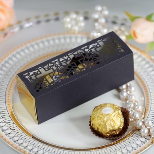50pcs Laser Cut Candy Bar Gift Box Baby Shower Baptism DIY Chocolate Dragee Cookie Boxes Christmas Party Wedding Decoration