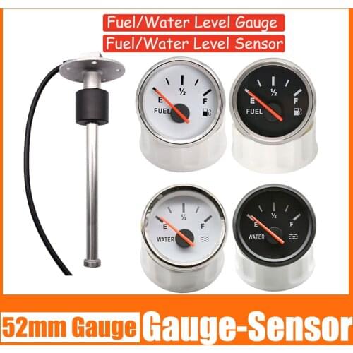 52mm Universal Fuel Level Gauge for Boat Yacht Marine Water Level Meter Fuel Sender Unit Water Level Sensors 0-190ohm fuel gauge