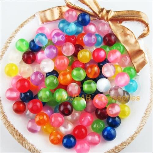 80 New Shiny Round Charms Acrylic Spacer Beads Mixed Colors 8mm