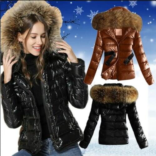 Brand Womens Down Jacket Quality Outerwear 2019 Winter New Warm Coats Fur Collar Hooded Jacket Tops With Belt#G8