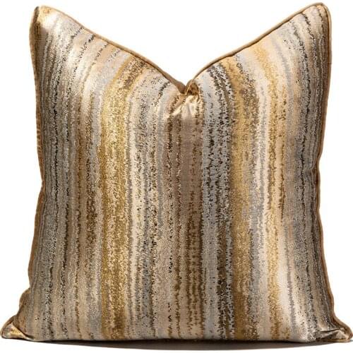 Gilt Pattern Pillow Case Simple Modern European Style Waist Protection Gradual Striped Household Decoration Cushion Cover 2021