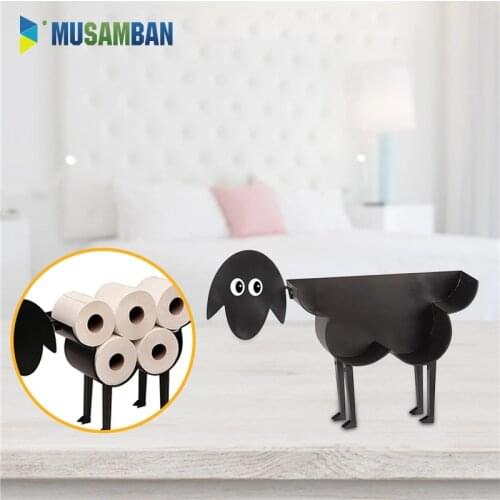 MUSAMBAN Toilet Paper Holder Sheep Roll Holder Paper Bathroom Iron Storage Free-Standing Crafts Household Bathroom Accessories