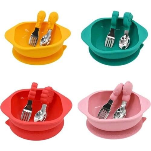 Baby Silicone Bowl, Tableware, Spoon, Waterproof Suction Cup, Kids Tableware, Silicone Plate Set, Kitchenware