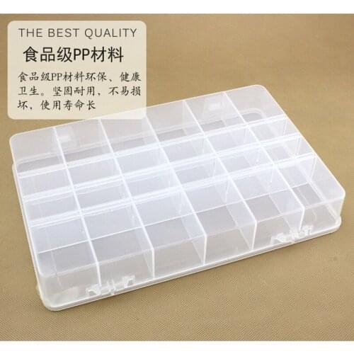 By ems or dhl 100pcs 24 Grid Transparent Plastic Box Cosmetic Case Pill Box Portable Storage Container Parts Stones Tools