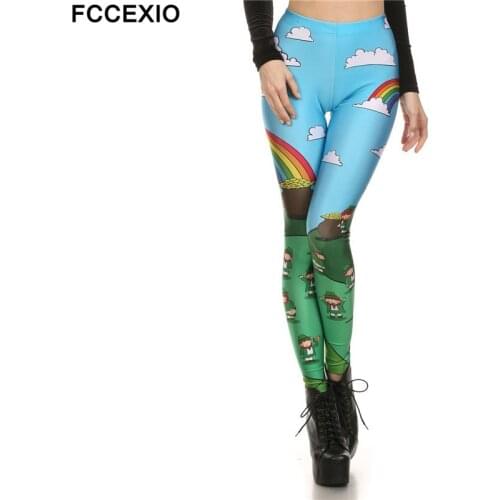 FCCEXIO Women Jogging Pants Japanese Style Cartoon Printing High Quality Leggings Elastic Pants Sporting Fitness Leggins