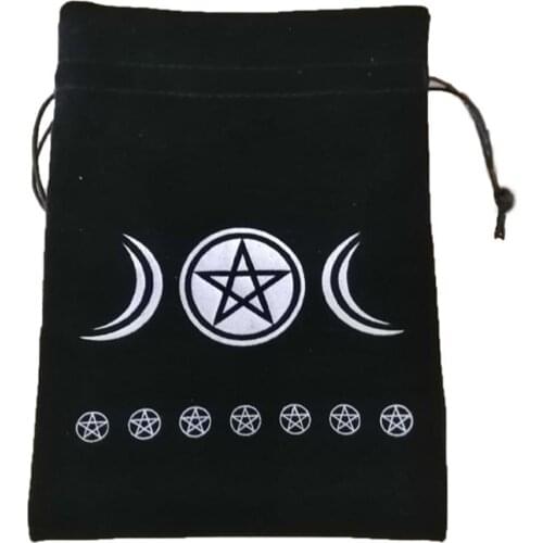 13x18cm Tarot Oracle Card Special Bag Witch Fortune-telling Supplies Star Moon Pattern Storage Bag Thick Velvet Board Game