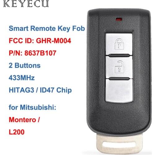 Keyecu OEM Smart Remote Car Key 2 Buttons 433MHz 47 Chip for Mitsubishi Montero L200 2015-2020 FCC ID: GHR-M004, P/N: 8637B107