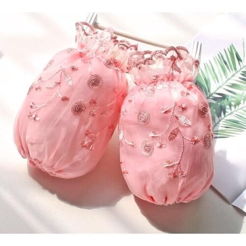 Korean fashion autumn and winter simple double-layer lace short sleeve cute ladies home office anti-fouling