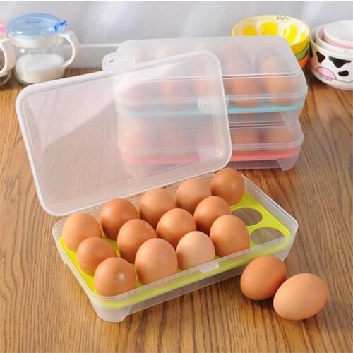 Egg Anti-collision Storage Box Refrigerator Egg Storage Fresh-keeping Portable Plastic Storage Box 15 Compartments