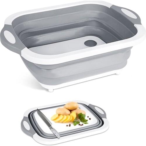 Kitchen Gadgets Folding Chopping Blocks Colander Food Chopping Boards Washing Basket Drain Kitchen Organizer Cutting Boards