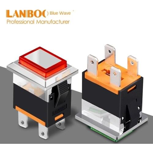 Lanbo genuine 1913 square switch 15A large current 2NO self-recovery lock optional rectangular switch refit switch