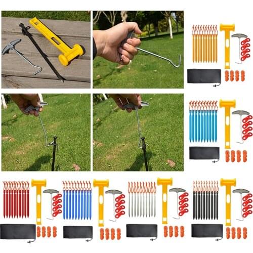 Lightweight Aluminum Metal Ground Pegs Hook Tent Pegs Garden 7' Stakes Outdoor Camping Tent Accessories Tools Kit