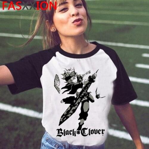 Asta Black Clover top tees t-shirt male 2021 kawaii streetwear tumblr vintage summer top vintage white t shirt