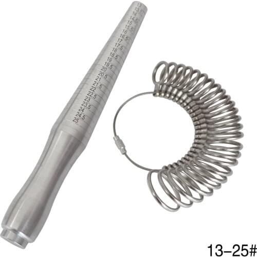 Russian Metal Ring Sizer Set Measuring Ring with Rings Mandrel Sizer Finger Sizing Measuring Stick Ring Jewelry Tools Set