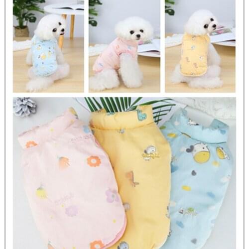 Dog Clothes Puppy Fleece Vest Autumn and Winter Schnauzer Teddy Dog Small Dog Gold Embroidered Cotton Vest Pet Clothing