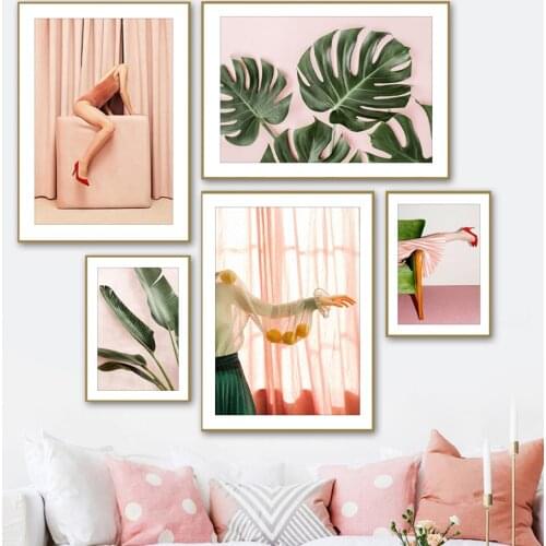 Peony Monstera Sexy Woman Heels Abstract Line Quote Wall Art Canvas Painting Poster And Prints Living Room Nordic Style Decor