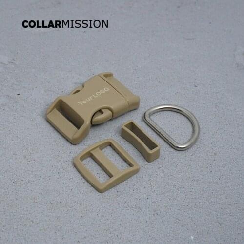 Plastic buckle+Tri-Glid+square keeper+D ring)Engraved DIY dog collar light brown 25mm webbing sewing accessory premium quality