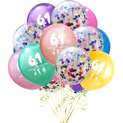 15pcs/Set Colorful 12 Inch Cartoon Happy 6 1 Childrens Day Balloon DIY Foil Latex Ballons Kids Kindergarten Student Party Decor