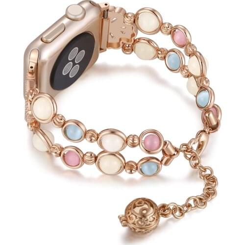 Strap For Apple watch band 44 mm 40mm iWatch 38mm 42mm Women Night Luminous Pearl watchband bracelet for series 5 4 3 44mm bands