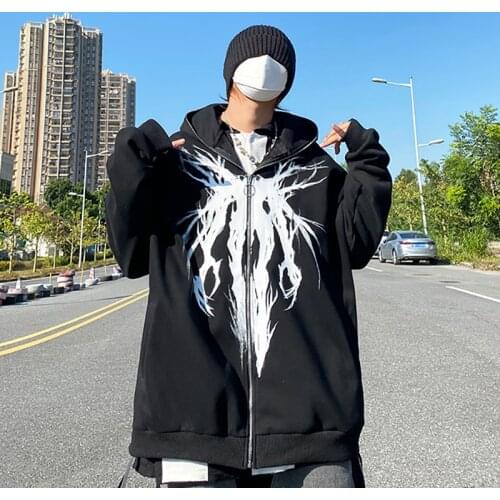 Hoodie Anime Goth Cartoon Dark graffiti print Harajuku Sweatshirt Hoody Top Hoodies Women Clothes Hooded Long-sleeved Female
