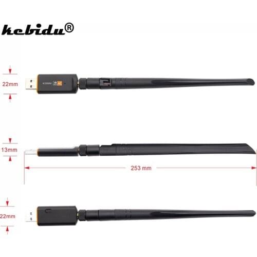 Kebidu Network Card 1200Mbps USB 3.0 Wireless Wifi Adapter Dual Band For Laptop Desktop 802.11ac Standard with Antenna Receiver