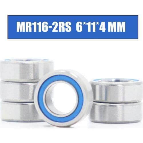 FUSHI MR116RS Bearings Blue Sealed 6x11x4 mm , ABEC-3 MR116 2RS Shaft Ball Bearing Parts For Hobby RC Car Truck , Pick of 6 Pcs