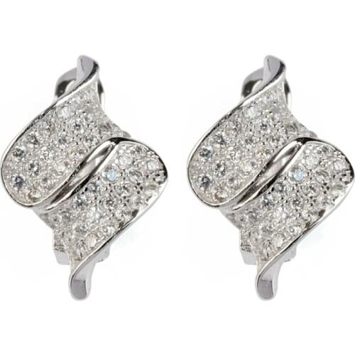 SHUNXUNZE Luxury Markdown sale Bohemia Engagement Earrings For Women Explosion models White Cubic Zirconia Rhodium Plated R3238