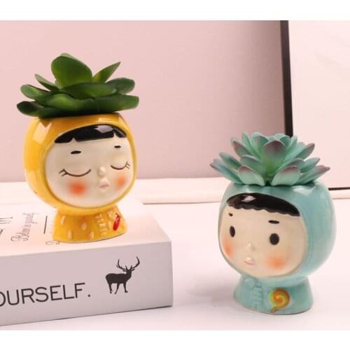 Cute Ceramics Succulent Plant Pot Cartoon Flower Planter Flowerpot Creative Lovely Little Princess Home Garden Bonsai Pots Craft