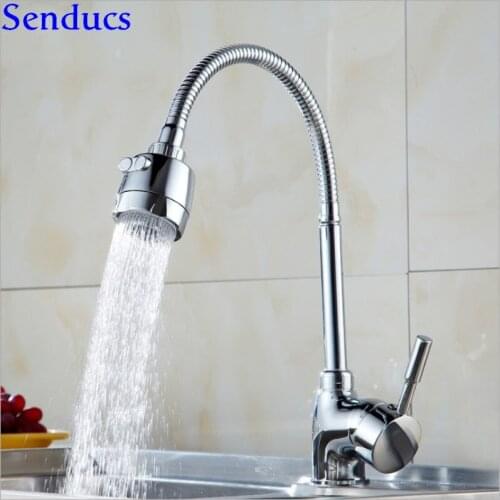 Senducs Universal Kitchen Mxier Tap Quality Brass Kitchen Sink Faucet Universal Bathroom Basin Faucet Polished Chrome Mixer Tap