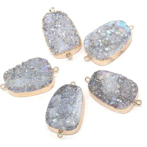 Natural Stone Connector Agate Crystalline Germ Rectangle Stone For DIY Necklace Handiwork Sewing Craft Jewelry Accessory Making