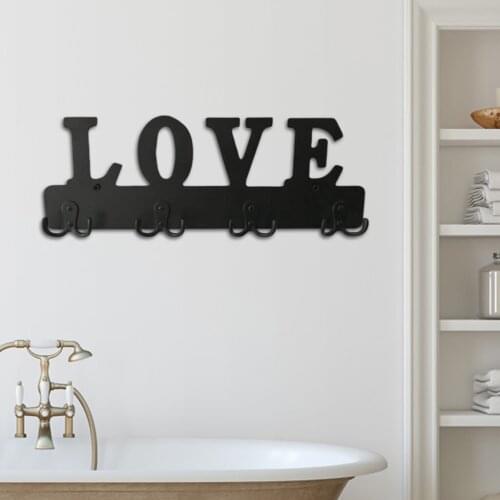 Steel Hooks w/ Love Letter, Wall Mounted Coat Clothes Door Holder Rack Hook Wall Hanger for Home Kitchen Ornament