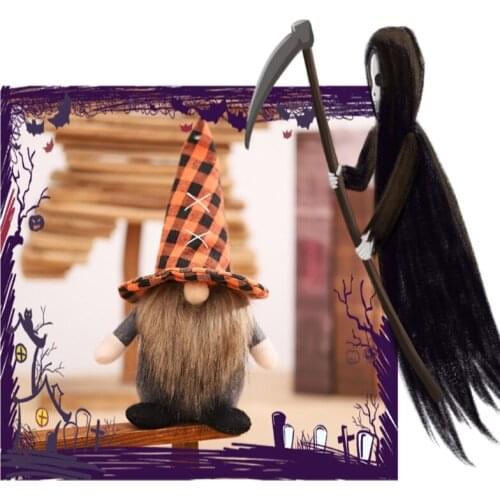 T84E Halloween Gnome Standing Swedish Tomte Scandinavian Nisse Handmade Home Farmhouse Kitchen Tiered Tray Decorations