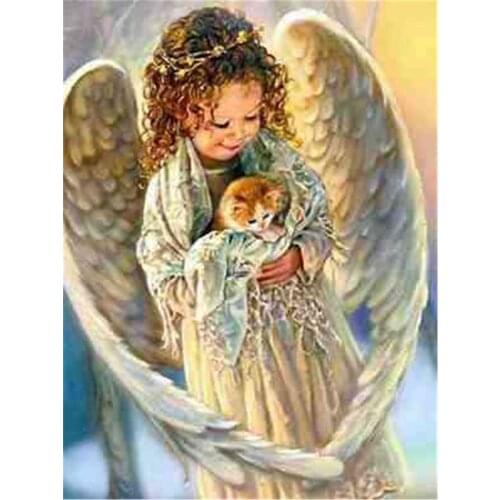 Angel Religion Printed Fabric 11CT Cross Stitch DIY Embroidery Patterns DMC Threads Needlework Handmade Sewing Counted