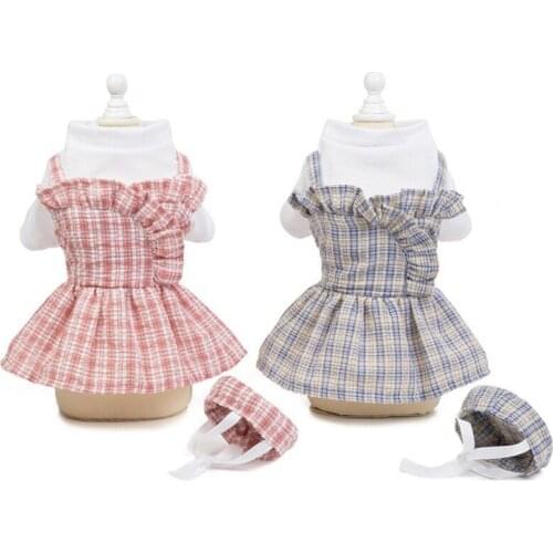 Spring Summer Dog Dress Clothes Thin Models Cute Pet Plaid Dress Small Medium Sized Pet Teddy Chihuahua Clothes Pet Supplies
