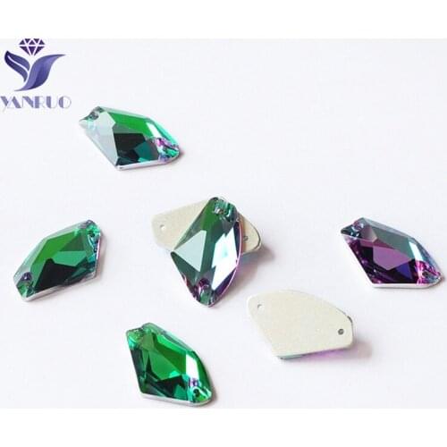 YANRUO 3256 Galactic Emerald Sewing Stones Top Stones Rhinestone Wedding Dresses Sewn Crystal For Dance Shoes Clothes